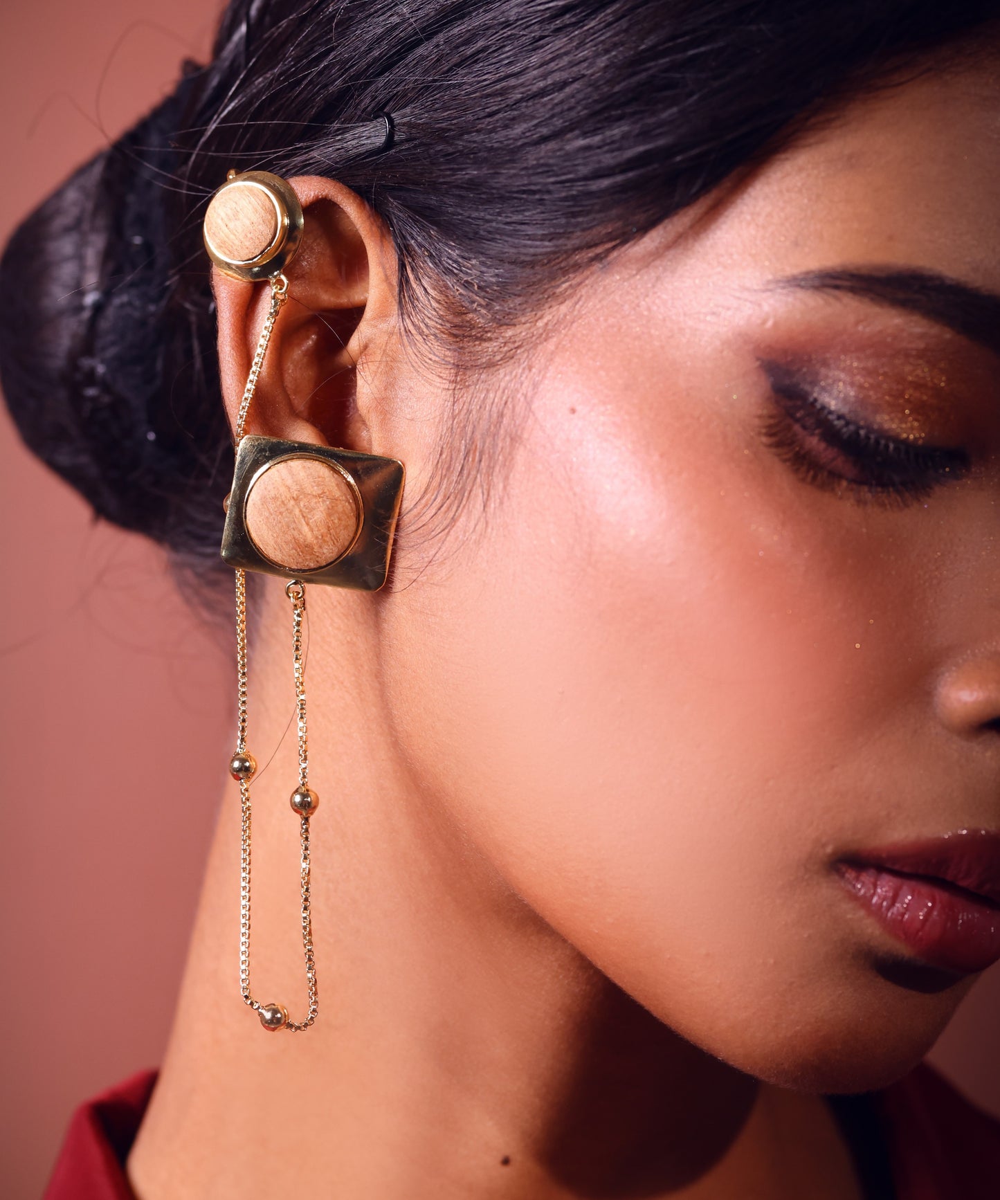 Golden Wood Cascade Earring