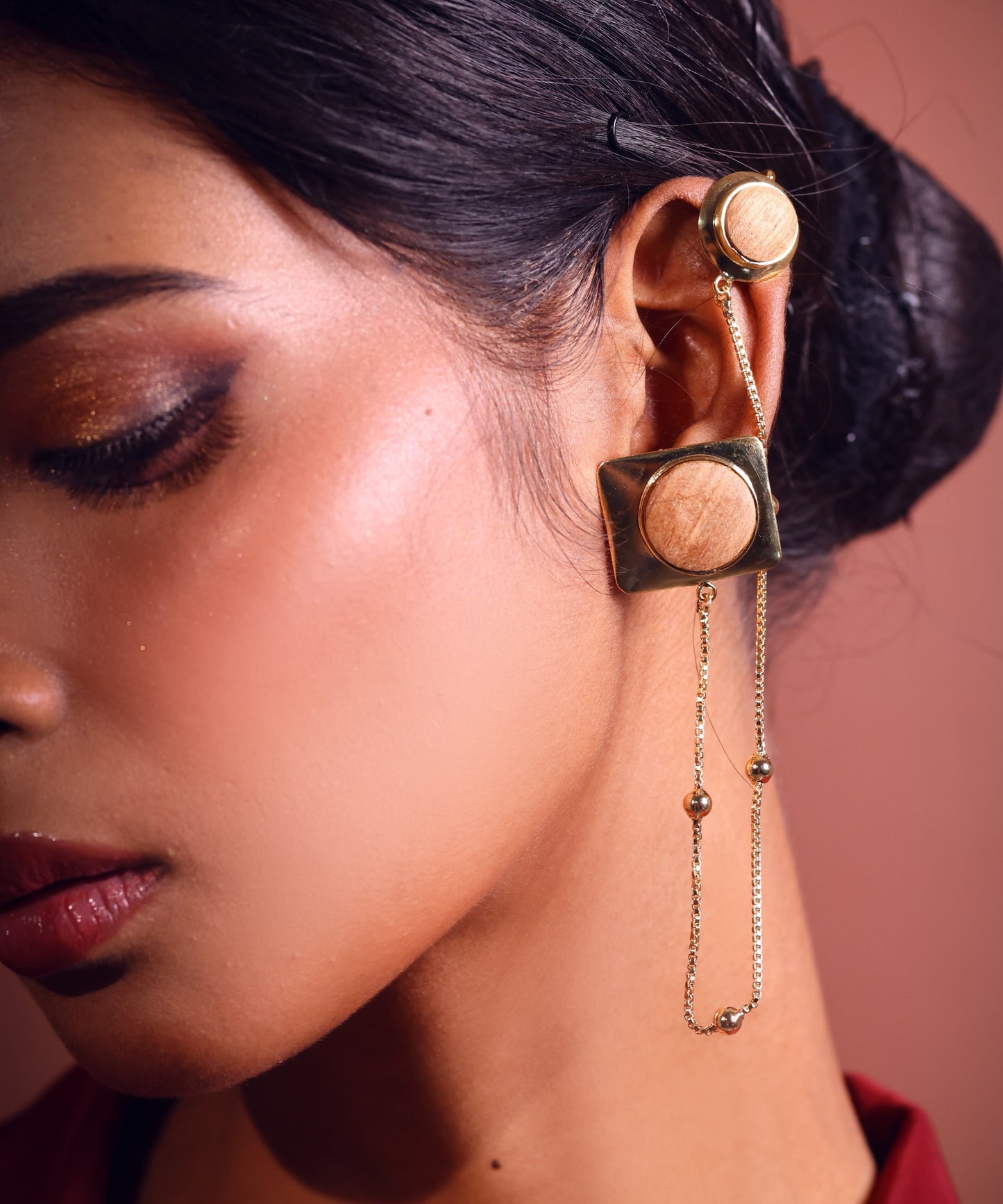 Golden Wood Cascade Earring