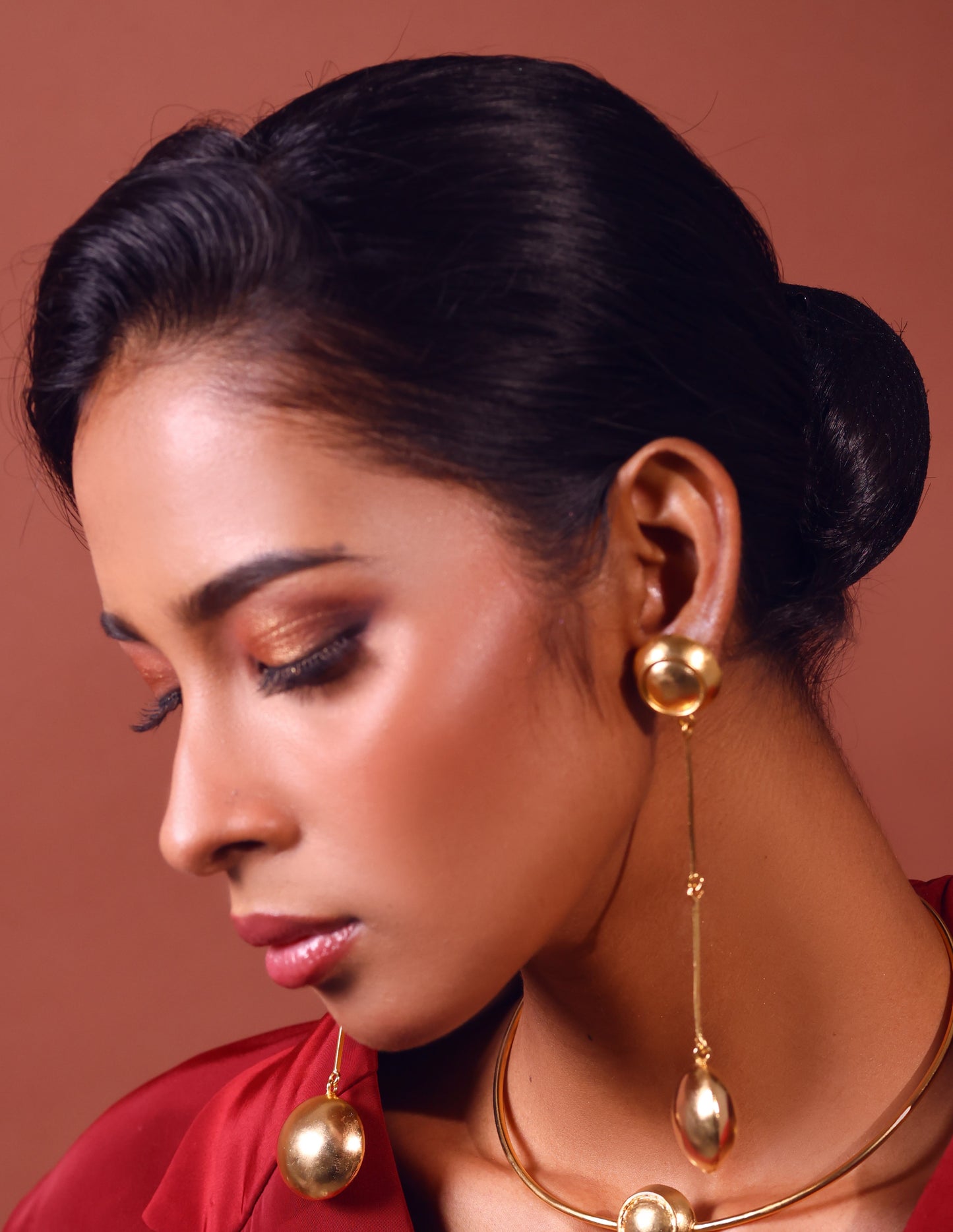 Elegant Gold Ball Dangle Earrings