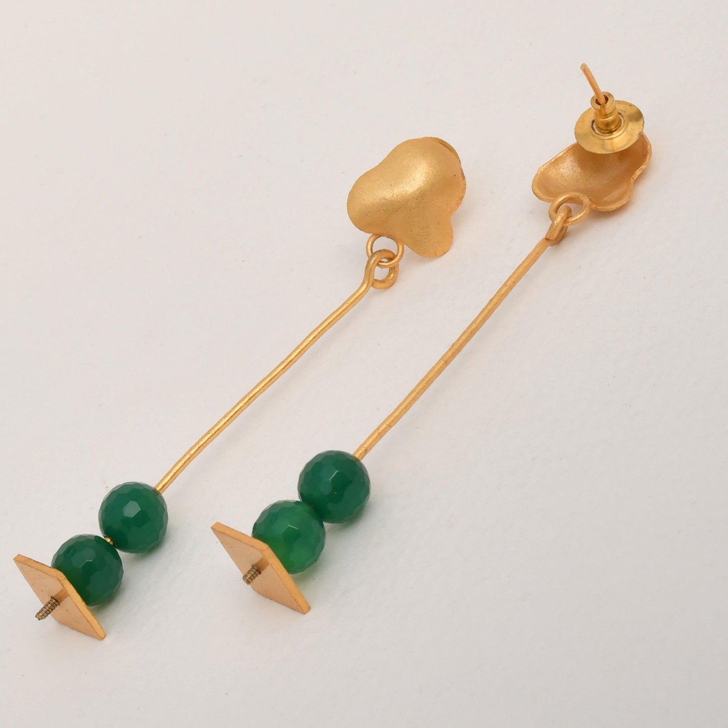 The Green and Gold Drop Earrings - Zaza by Somya