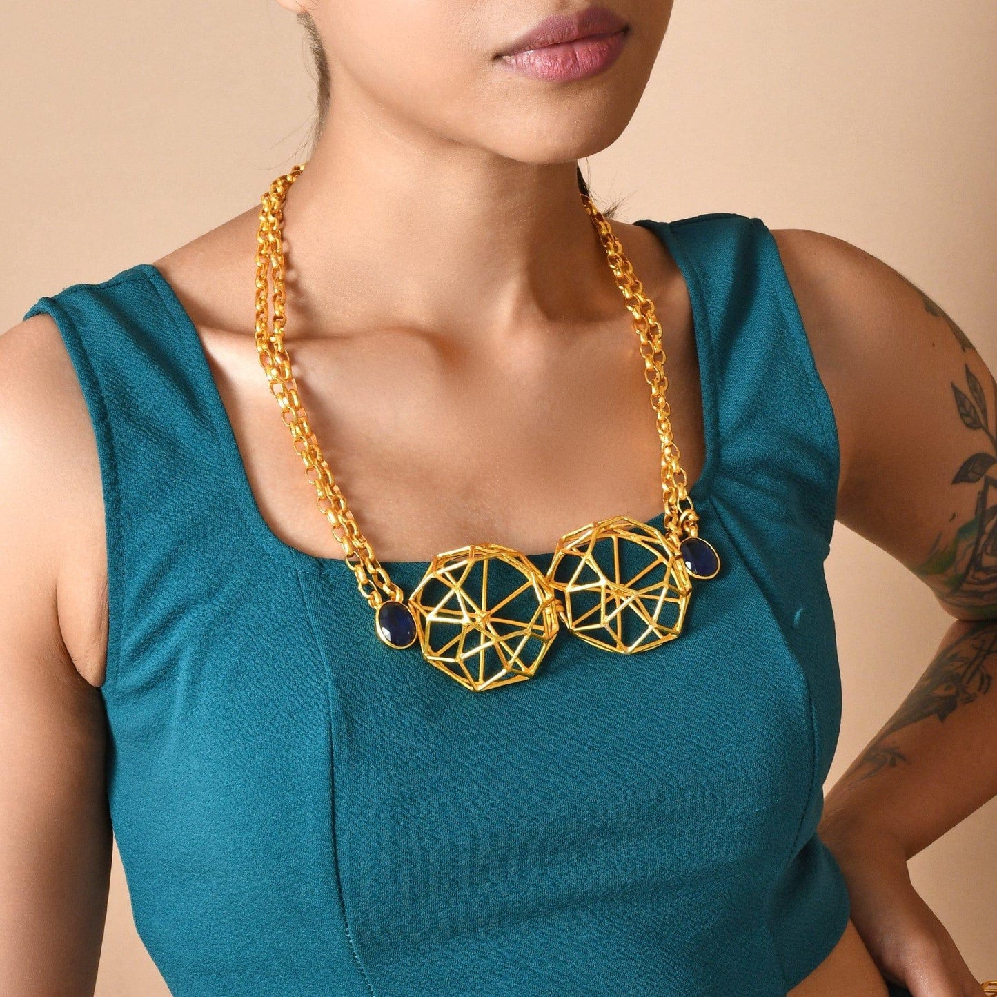 Pharaoh's Gold Pyramid Neckpiece - Zaza by Somya