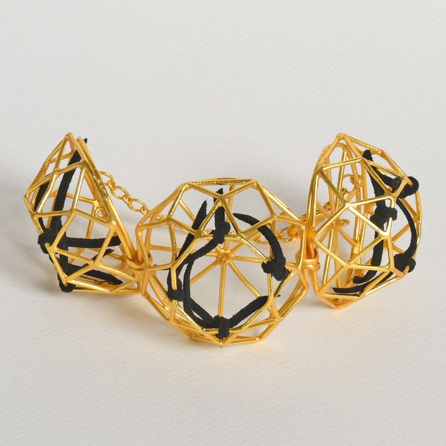 Black and Gold Studded Circle Bracelet - Zaza by Somya