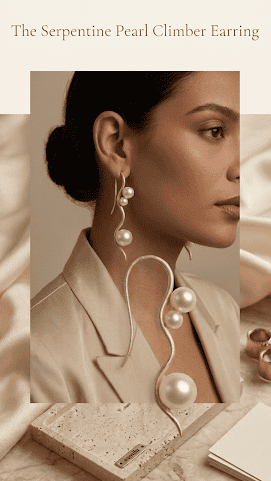 The Serpentine Pearl Climber Earring