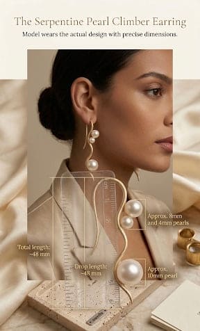 The Serpentine Pearl Climber Earring