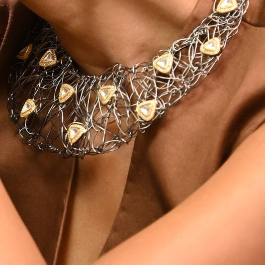 Radiant Mesh Kundan Neckpiece