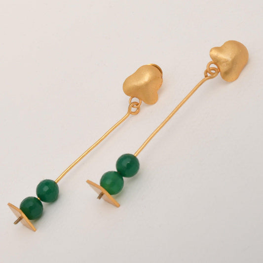 The Green and Gold Drop Earrings - Zaza by Somya