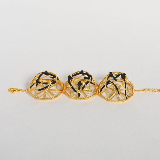 Black and Gold Studded Circle Bracelet - Zaza by Somya