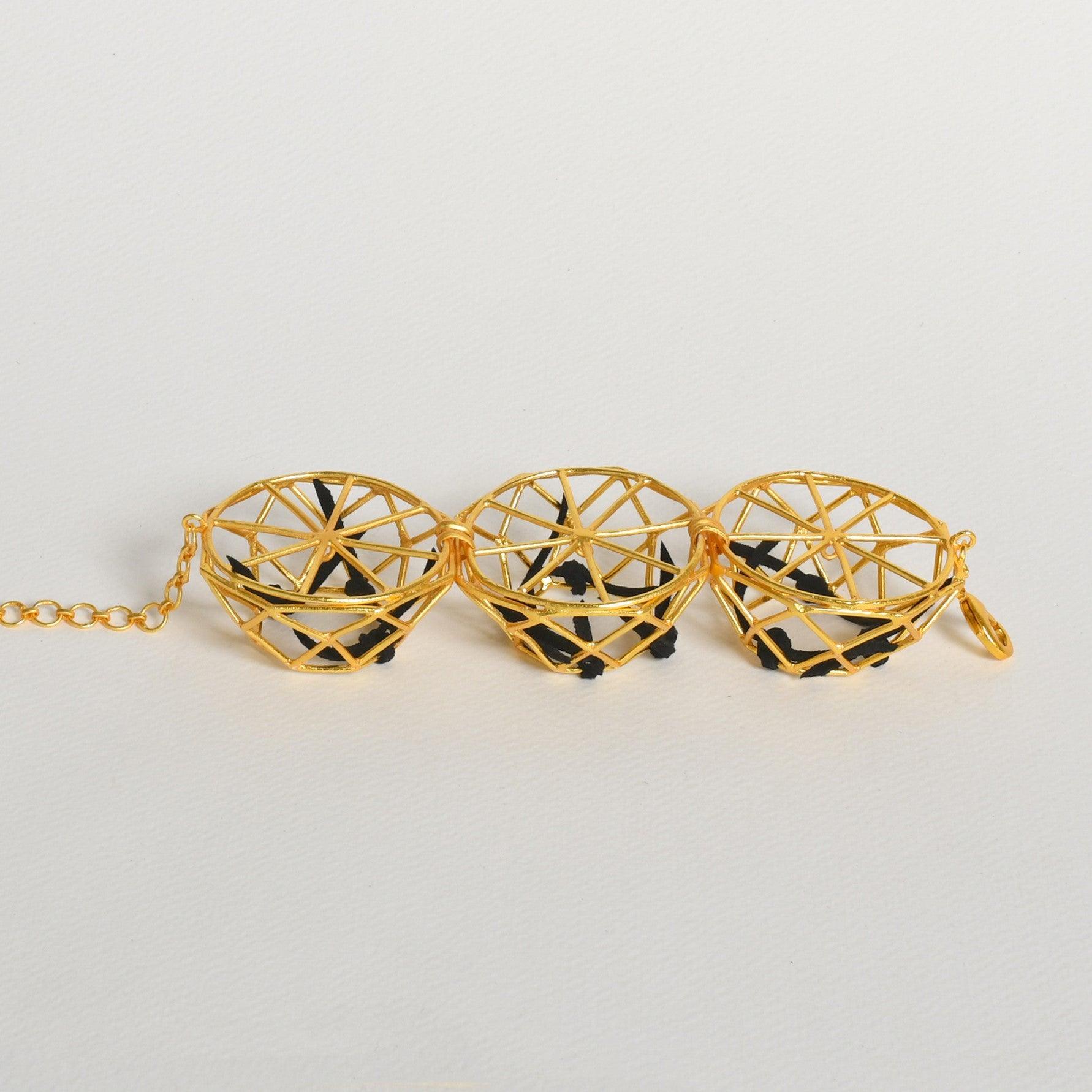 Black and Gold Studded Circle Bracelet - Zaza by Somya